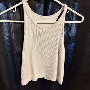 Ribbed Tank Top in Light Beige